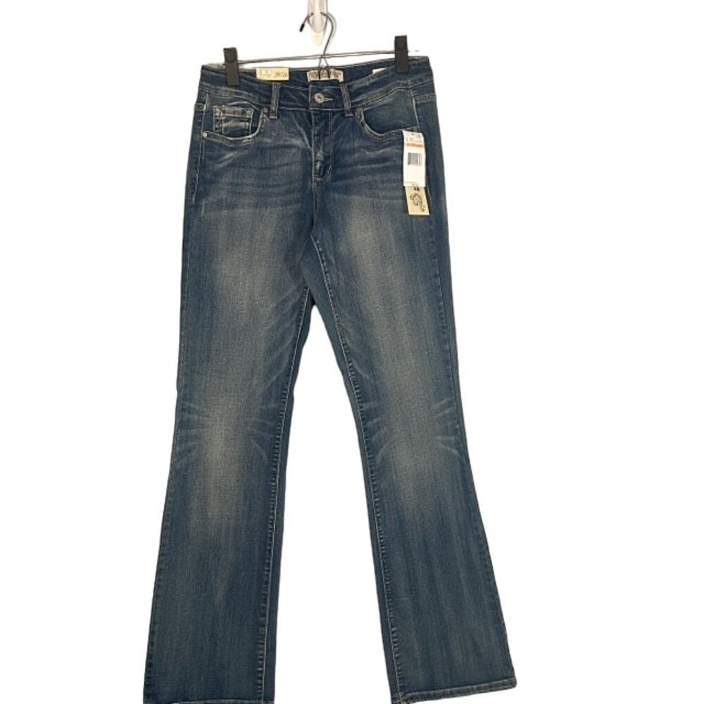 Vintage America Blue Medium Wash Boho Bootcut Denim Jeans Women Sz 2/26